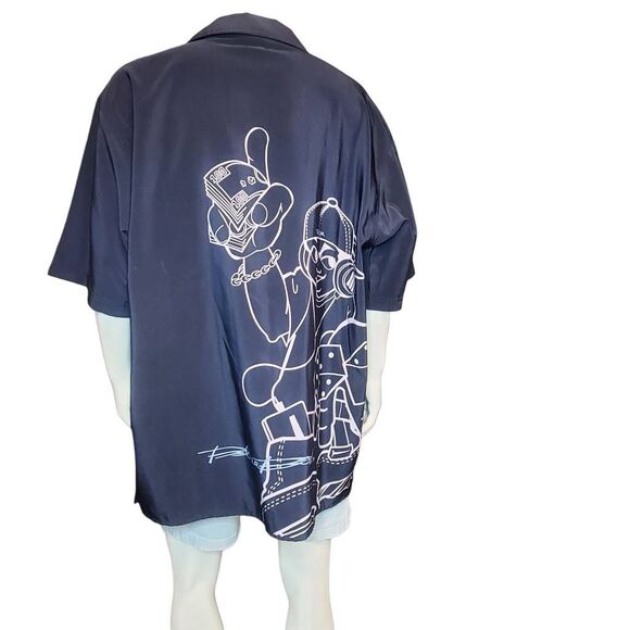 Blue Boy Jeans Embroidered Dice Hustler Black Button Up Short Sleeve Shirt 3XL - Picture 3 of 7